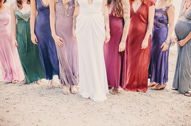bridesmaids in long dresses