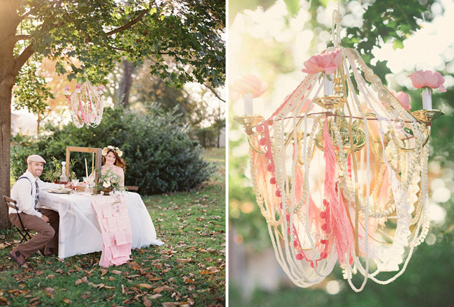pink rope chandelier
