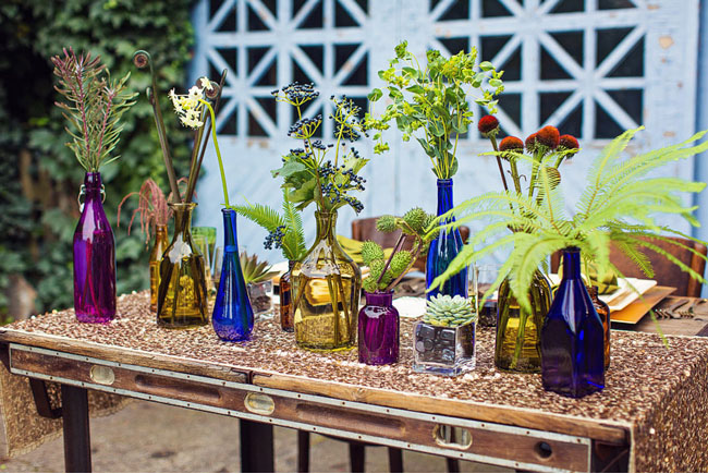 colored glass vases
