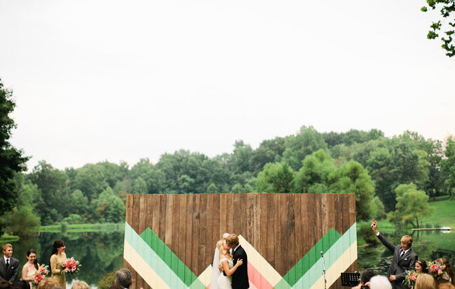 wooden chevron painted backdrop