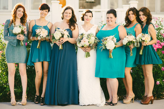 shades of blue bridesmaids