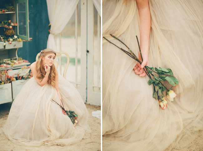 bride holding roses