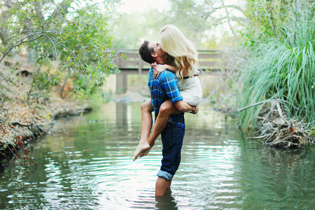 engagement photos in a river