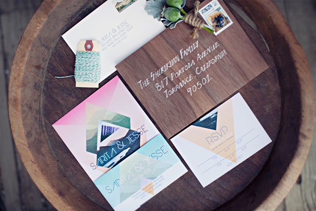 geometric wedding invitation