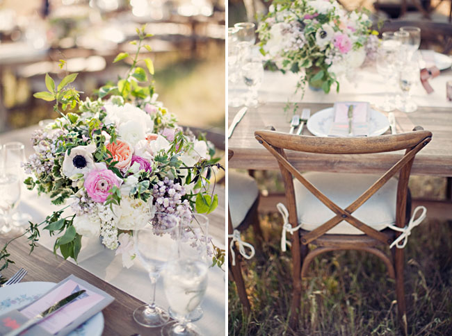 romantic and pink centerpieces