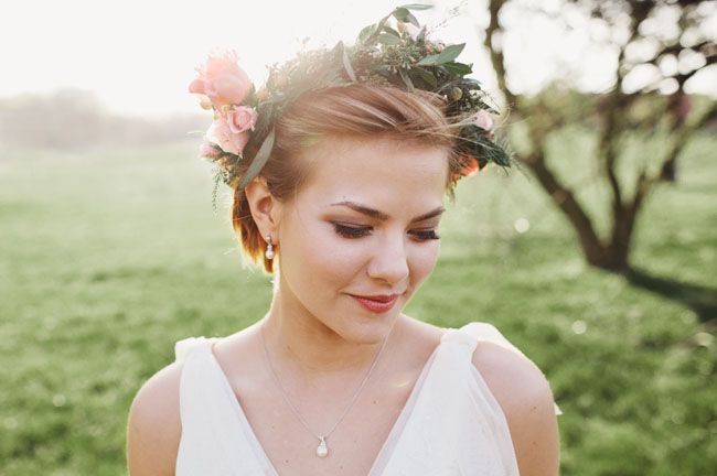 bride with flower crown