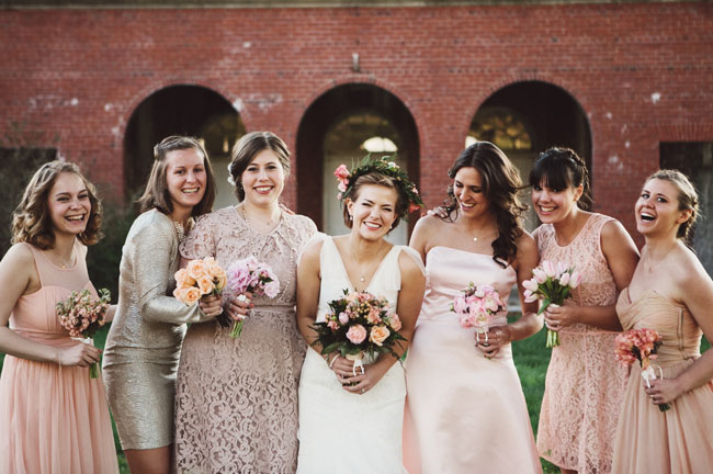 mismatched lace bridesmaids