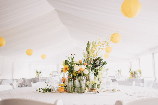 yellow and green table decor