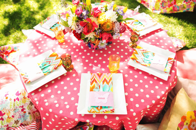 striped tablecloth