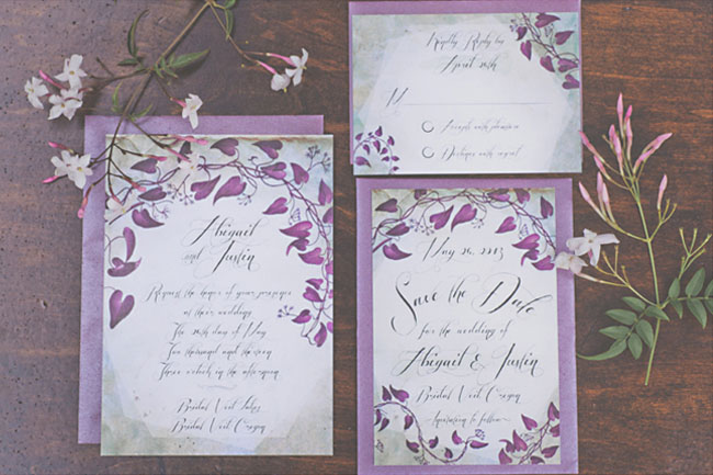 purple wedding invitation