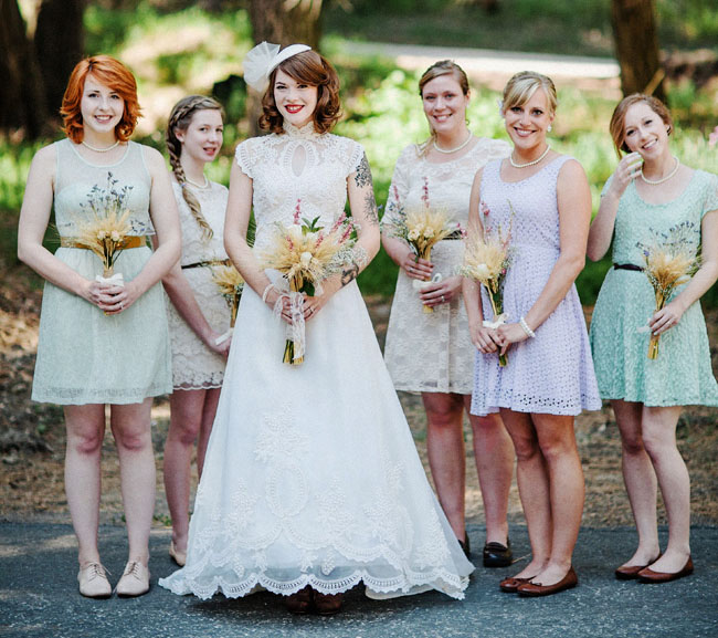 mismatched vintage bridesmaids