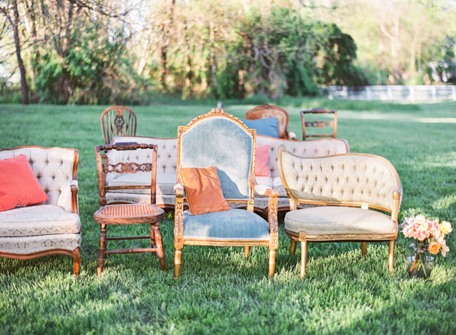 mismatched ceremony chairs