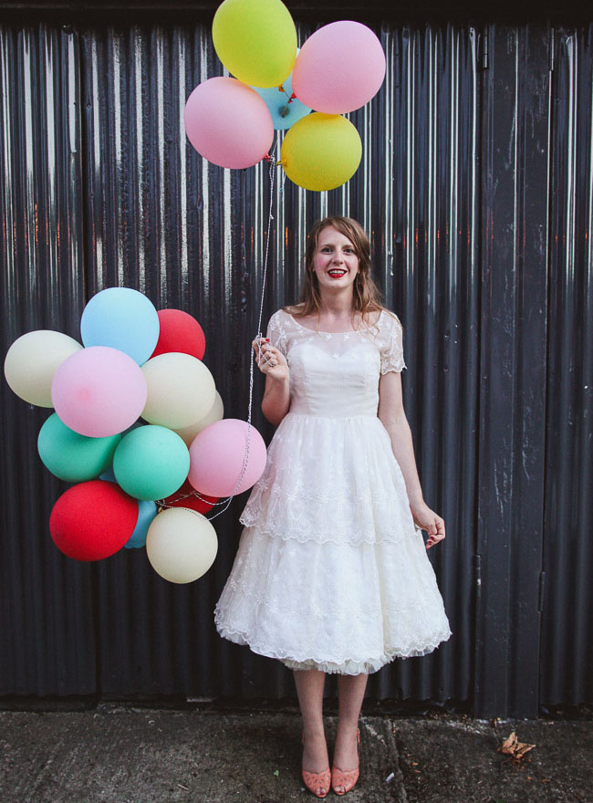 UK bride with balloons