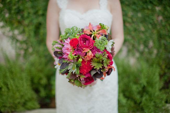 pink and green bouquet