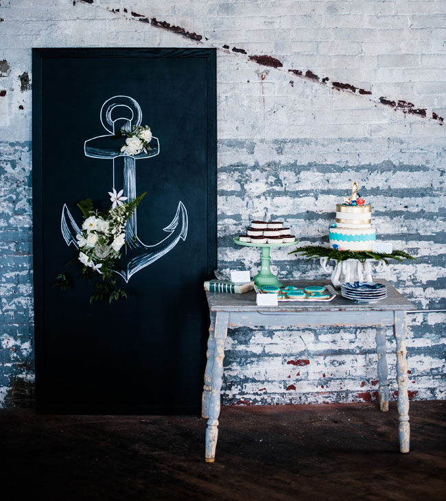 nautical chalkboard dessert table