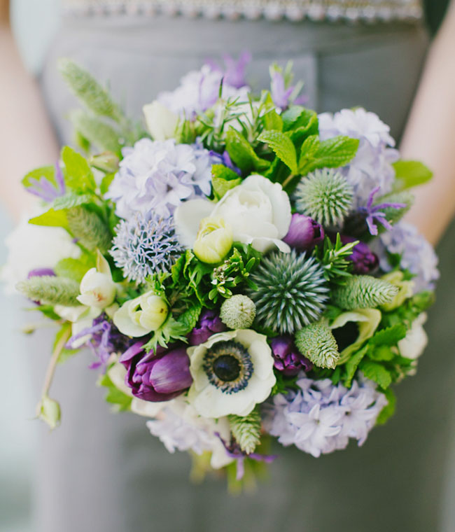 purple and green bouquet