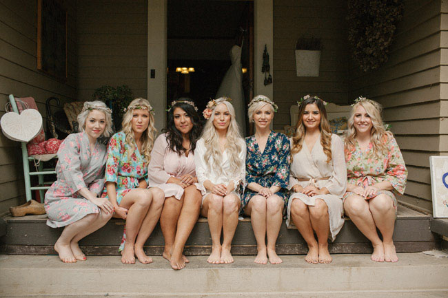 robed bridesmaids