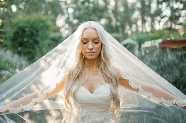 lace veiled bride