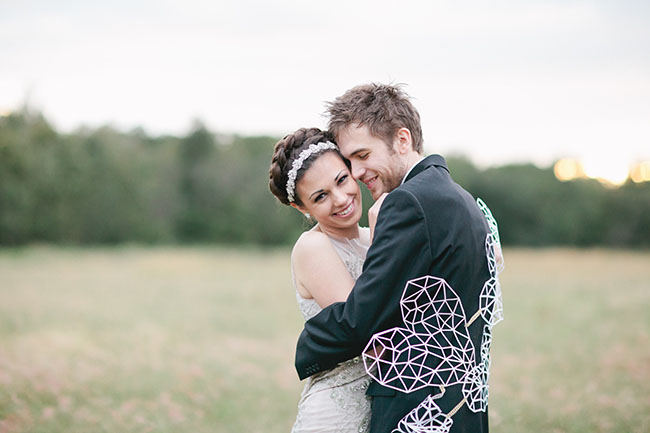 geometric heart bride and groom