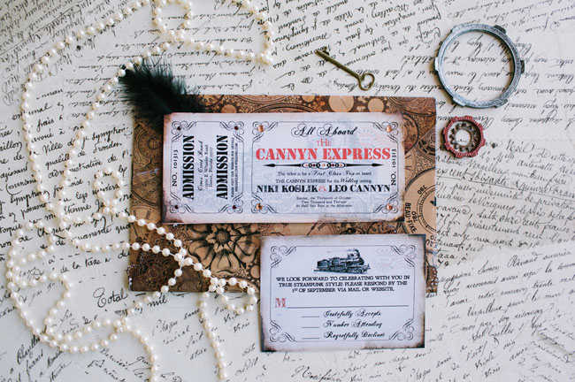 steampunk wedding invitation