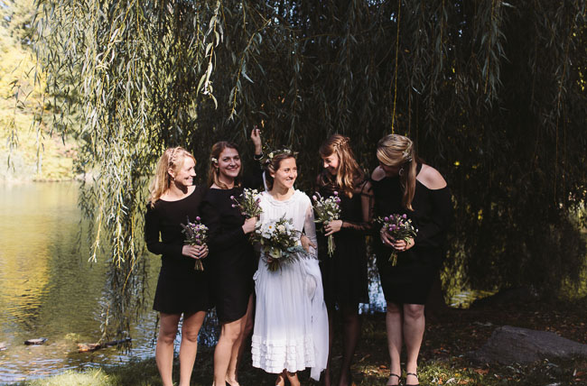 bridesmaids in black