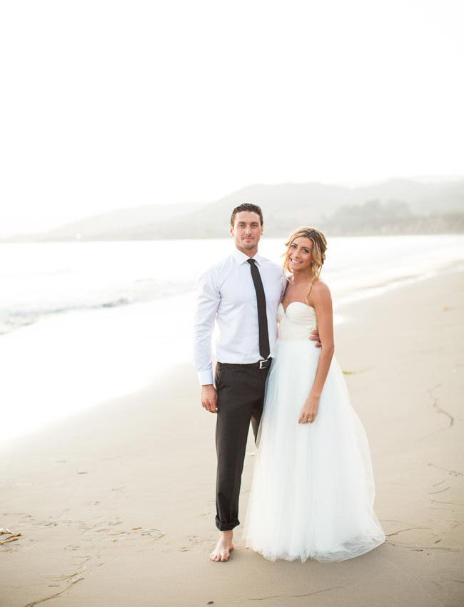 beach bride and groom
