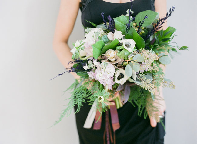 anemone and green bouquet