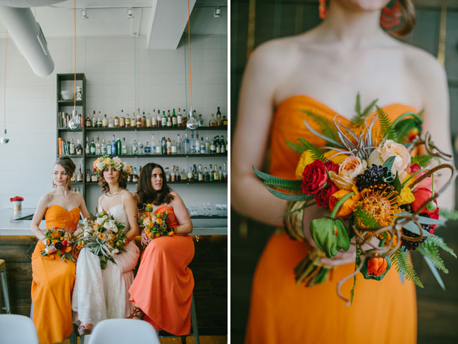orange bridesmaids