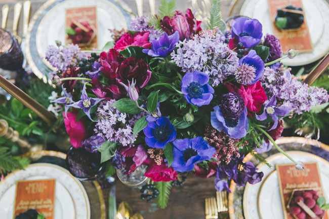 purple floral centerpiece