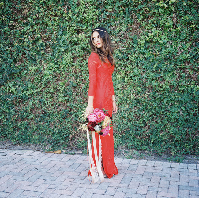red wedding dress bride