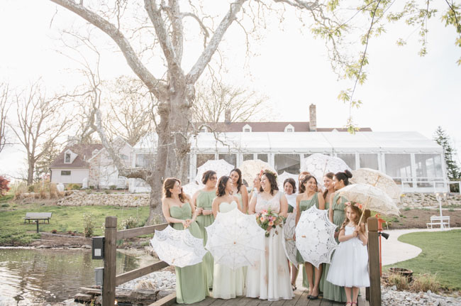 bridesmaids with parasols