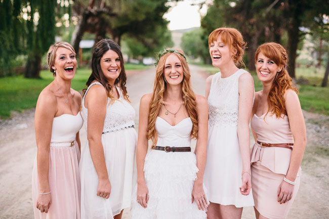 pink and white bridesmaids