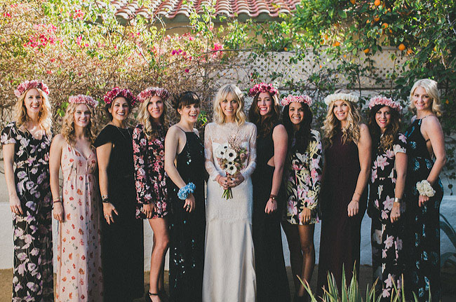 bridesmaids in floral prints