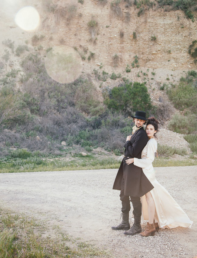 old timey western bride and groom