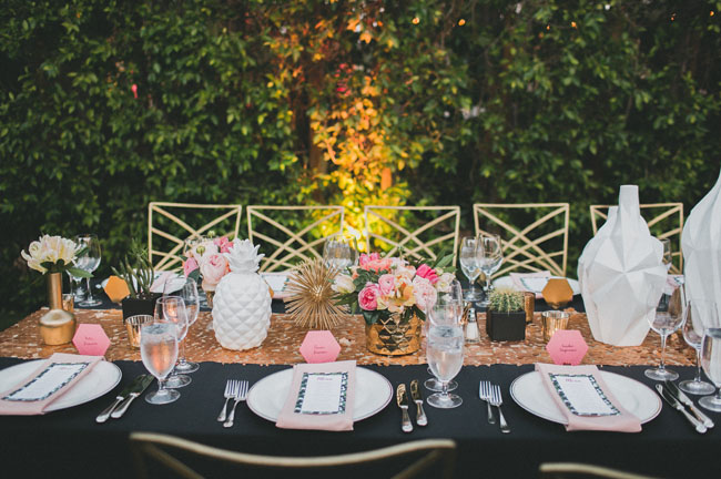 gold and pink tables