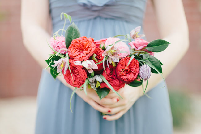 red bridesmaid bouquet