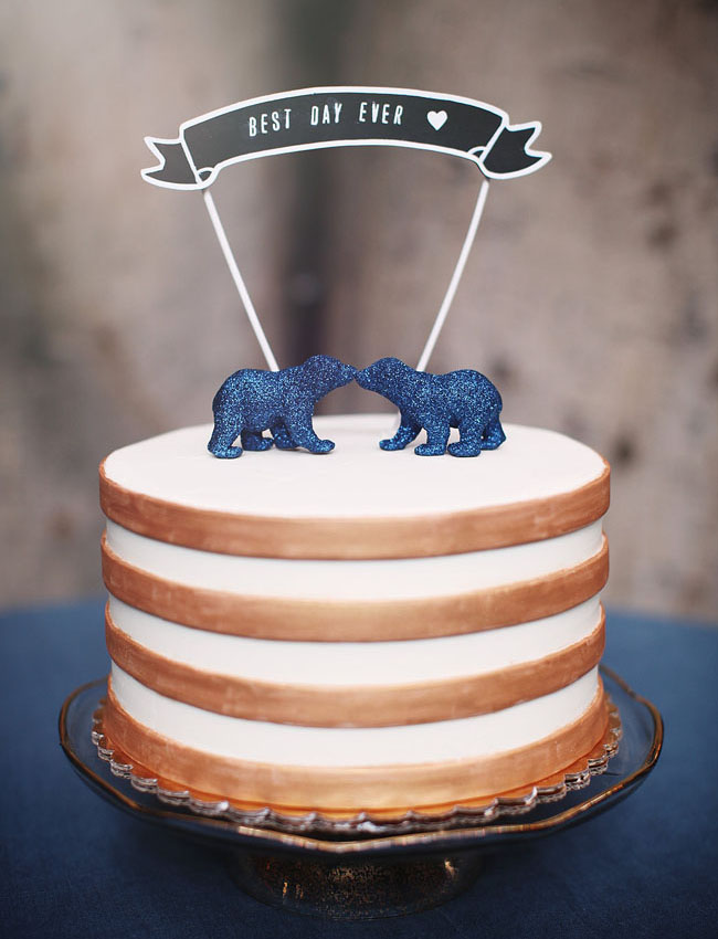 blue glitter bear cake toppers