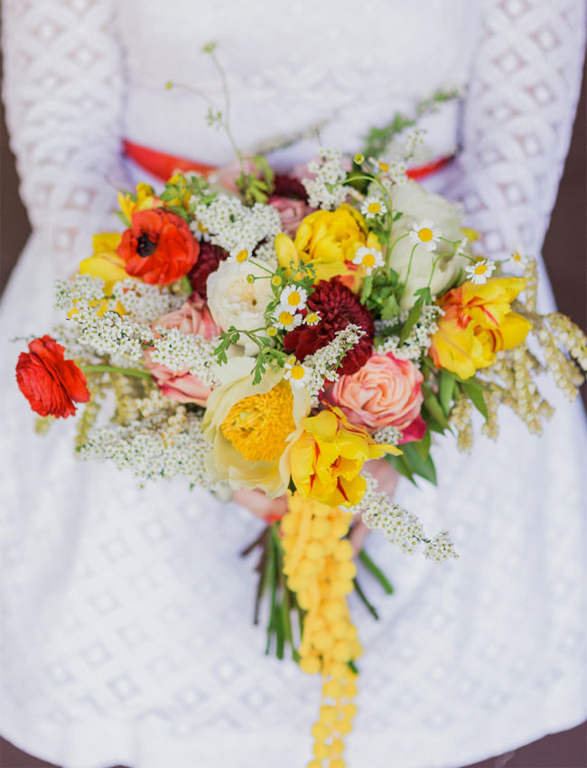 red and yellow pee wee bouquet