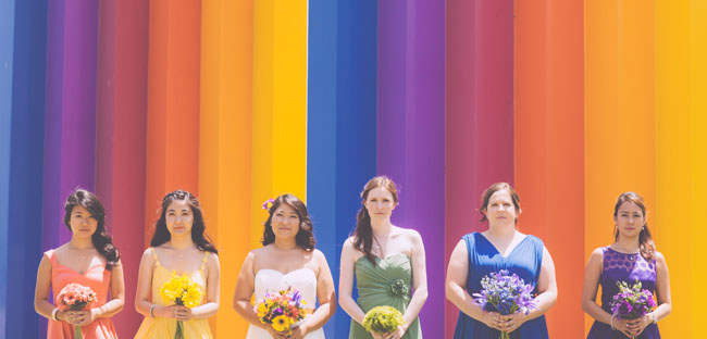 rainbow bridesmaids