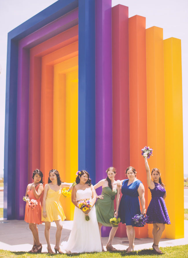 rainbow bridesmaids