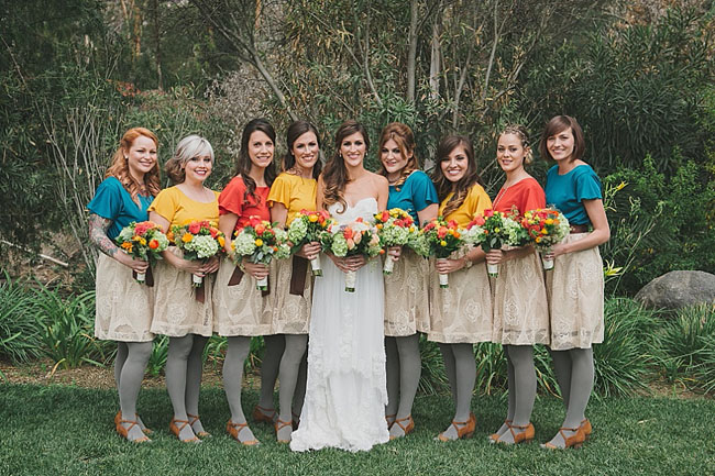 colorful bridesmaids