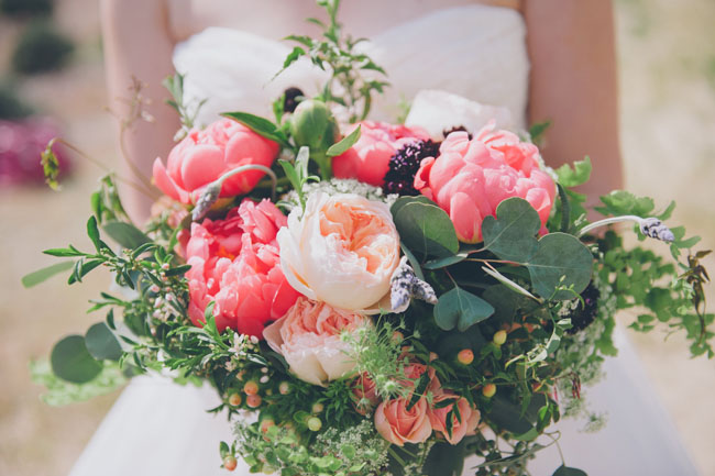 peony and garden rose bouquet