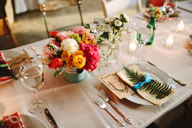 colorful table florals