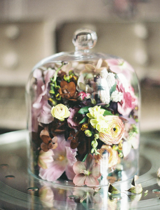 glass dome of florals