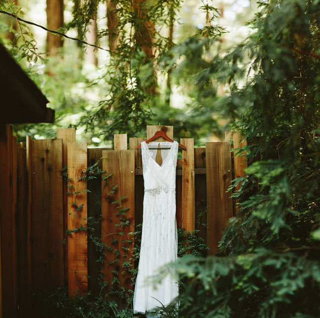 wedding dress in the woods