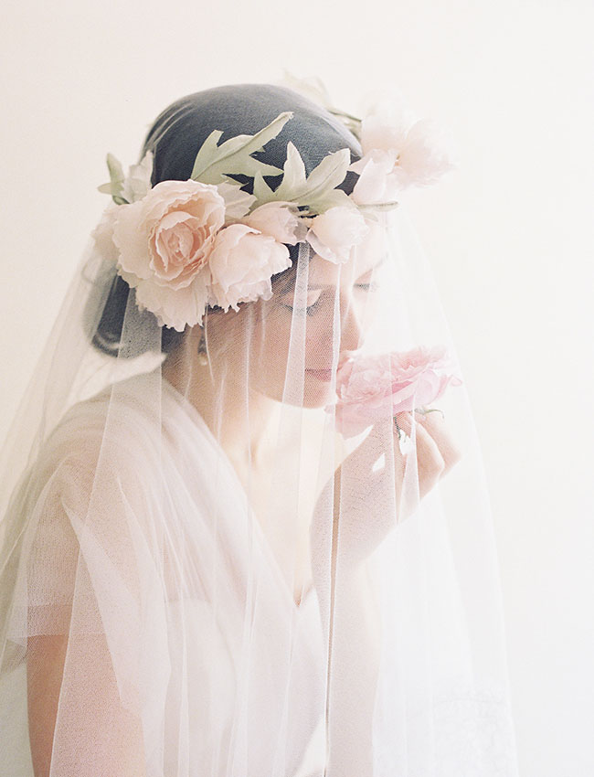 silk flower crown and veil