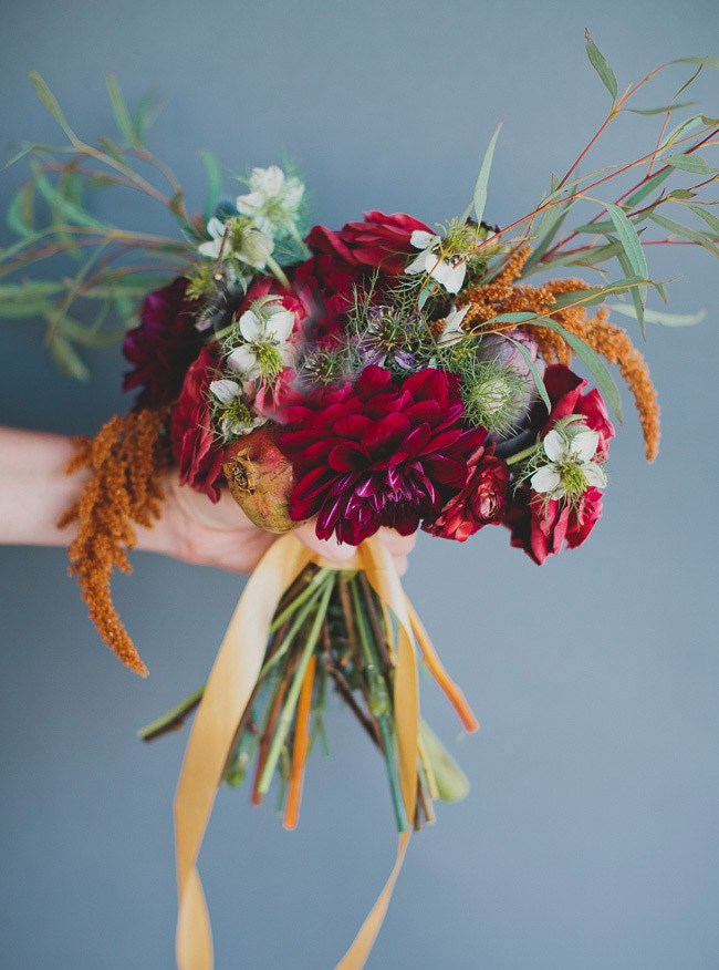 fall bouquet with dahlia
