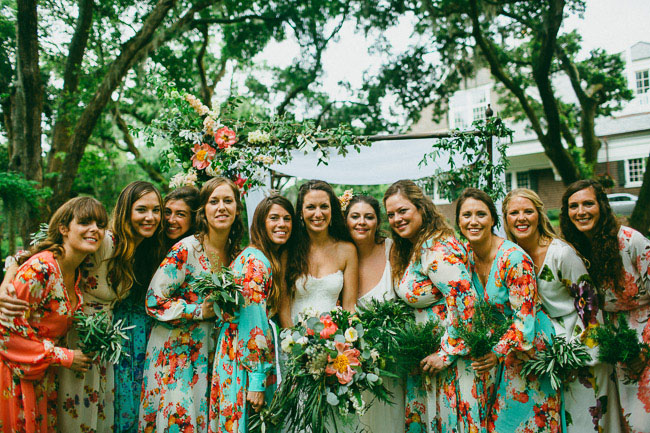 Maxi floral bridesmaid dresses