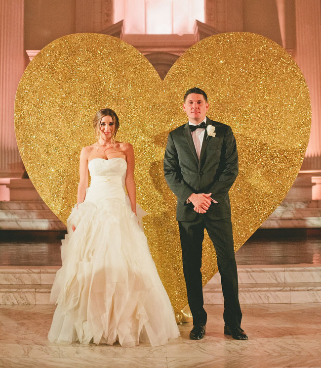 giant gold glitter heart wedding