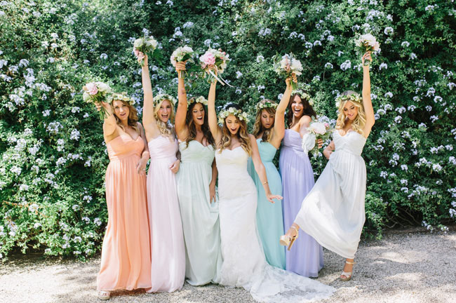 pastel maxi flower crown bridesmaids
